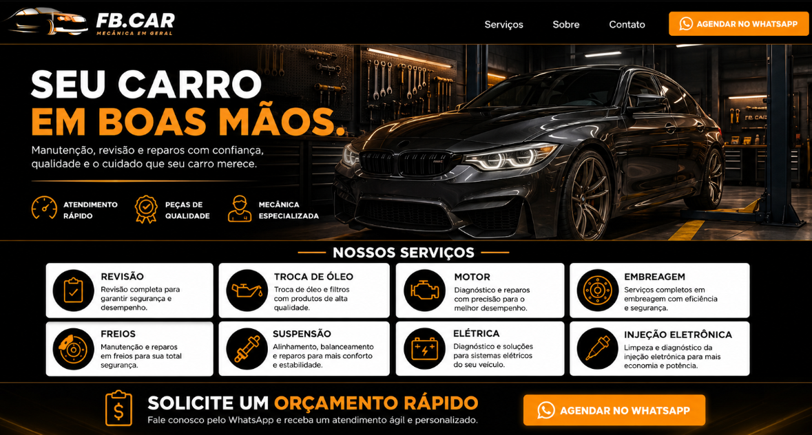 Visao adicional da landing page com secao de projetos